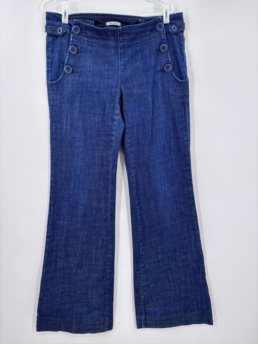 Banana Republic Dark Blue Wide-Leg Jeans with Button Detail